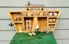 Wooden Noah's Ark Fold Out Tot Box Very Well Crafted Vintage Toy Slight Fault