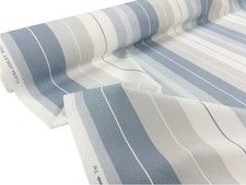 Laura Ashley Cotton Curtain Fabric Sophy Stripe Sea Spray Blue