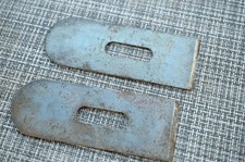 2  used stanley block plane blades.  V-Logo  1-5/8” w.