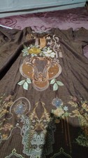 Brown Linen Embroidered