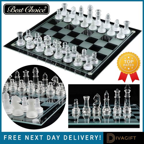 Glass chess set traditional - glass,