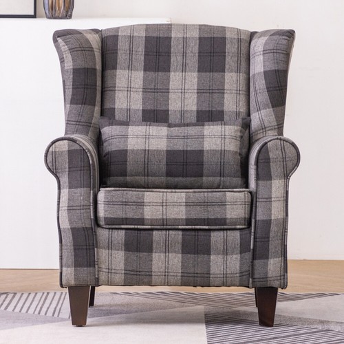 Linen tartan chair armchair - chair,