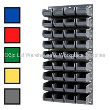 NEW UK Made Plastic Parts Storage Bins Boxes With Steel Wall Louvre Panel SET 5