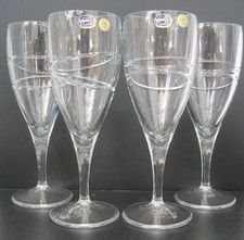 4x Bohemia Crystal Optical Swirl Heavy Wine Glasses-Labelled-Jasper Conran Style