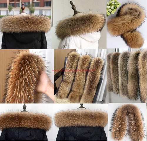Real raccoon fur collar scarf - raccoon,