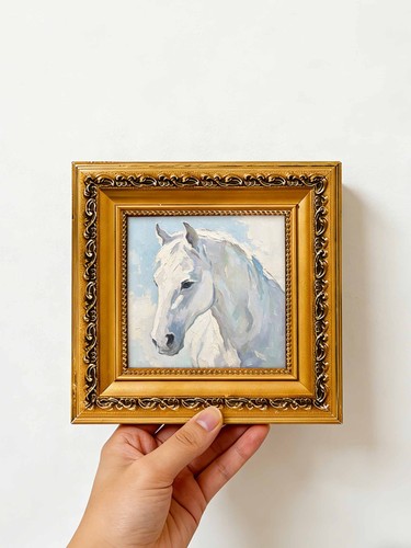 White horse head portrait - white,