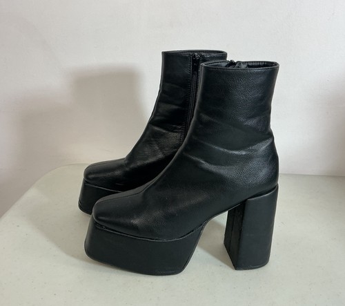 Y2k platform black leather - y2k,