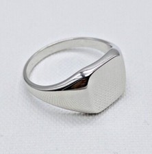 Solid 925 Sterling Silver Men&Women Square Signet Ring 12mm Top O to Z ALL SIZE 
