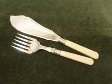Vintage Silver Plated fish servers with Ivory Coloured resin handles handles #8