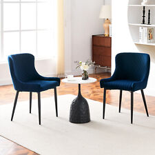 2X Blue Velvet Dining Chairs Office Chairs Dining Room Kitchen Restaurant Retro