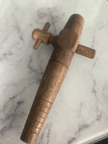 Vintage wooden beer barrel tap - vintage,