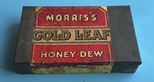 c1940s, poss WWII, MORRIS’S “GOLD LEAF HONEY DEW” TOBACCO TIN BOX, PAPER LABEL