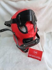 Bondage hood faux LEATHER Red