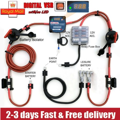 Split battery charge - charge, relay