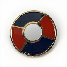 Yves Saint Laurent YSL Vintage 1980s Enamel Circle Red & Blue Pin Brooch Gold