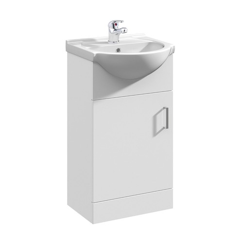 White 450mm one door bathroom - 450mm,