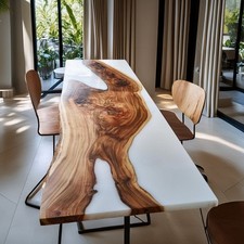 White epoxy resin dining - white,