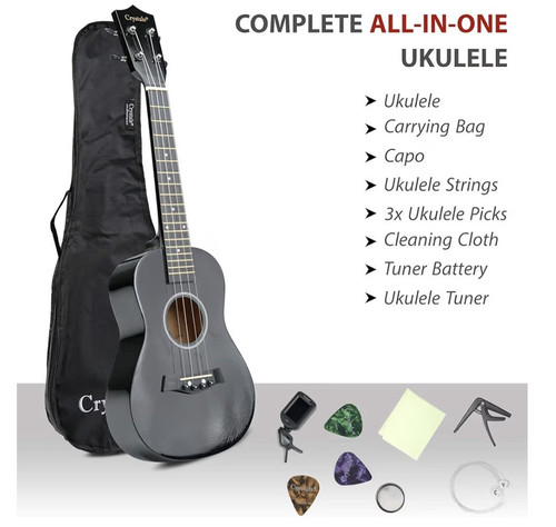 Crystals black gloss - gloss, ukulele