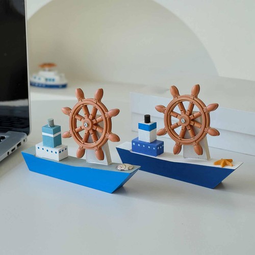 Wooden sailboat model bookcase - wooden,