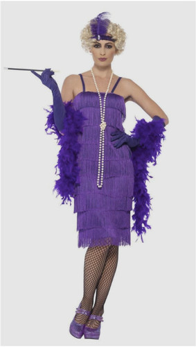 Purple flapper fringe dress - fringe,