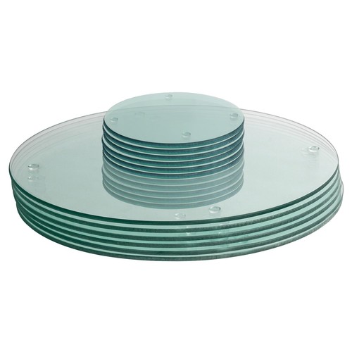 12pc round glass placemats - glass,