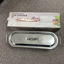 Salmon Fish Kettle Poacher Poaching Pan 3 Pieces 18" Boxed  VGC