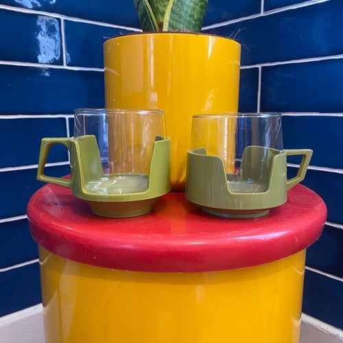 Olive green glass cups - green,