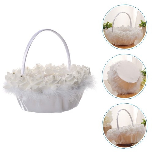White wedding flower basket - flower,