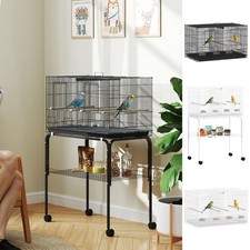 PawHut Bird Cage with Divider, 4 Wooden Perches, Slide Out Tray