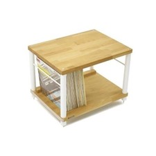 Atacama Apollo Storm 6 Two Shelf Vinyl Storage Module White Poles Natural Oak