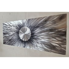 Modern abstract metal wall art. Home Decor. Optical. Grey and Silver 