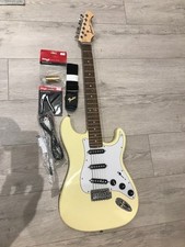 Aria STG003SPL Electric Guitar - Cream- FREE Strap,Capo,Cable,Slide