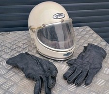 Vintage Griffin Clubman Motorcycle Helmet & gloves  racing collectable bike car