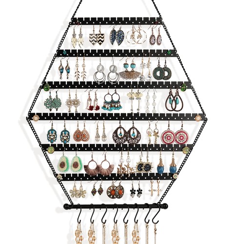 Hexagon metal hanging - hanging, earring