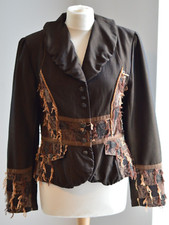 Pause Cafe Soft Brown Striped Collared Jacket Blazer  Size 42 approx 14