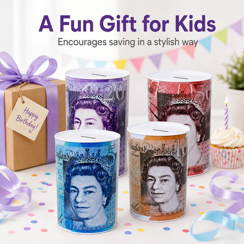 Money box tin 10 20 - tin, £5