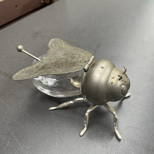 Vintage glass bee shaped honey - bee,