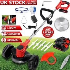 21V Electric Cordless Grass Trimmer Strimmer Garden Edger Cutter with 2 Battery