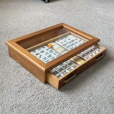 Vintage Teak Wood Mahjong Set