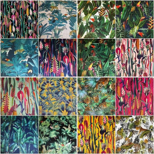 Tropical printed velvet fabric - tropical,