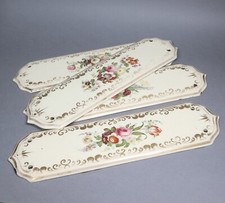 Set Of Four Reclaimed Antique Hand Painted Floral Porcelain Door Finger Plates.