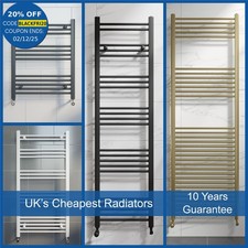 Bathroom Flat Heated Towel Rail Radiator Chrome Black Brass Anthracite White
