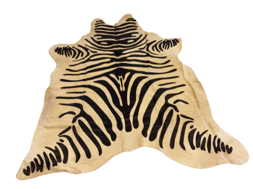 Cowhide area rug - zebra, black