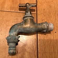 VINTAGE SOLID  SMALL BRASS GARDEN TAP -  (Black D 4)