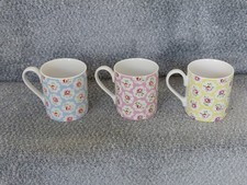 CATH KIDSTON TEA COFFEE MUGS, Provence Rose Stanley Cups, 9.5cm Tall x Set of 3