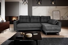 Corner Sofa Bed with Storage Upholstered Back Springs New AVIS FAST DELIVERY
