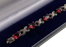 White gold finish red ruby and