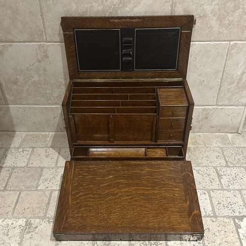 Antique oak writing slope desk - oak,