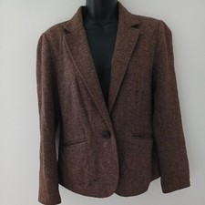 Joules tweed jacket size 10 cotton blend Blazer Brown Small Autumn Races