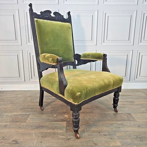 Antique armchair carved wood - armchair,